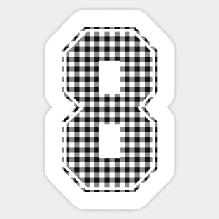 Plaid Number - 8 - Dark Sticker